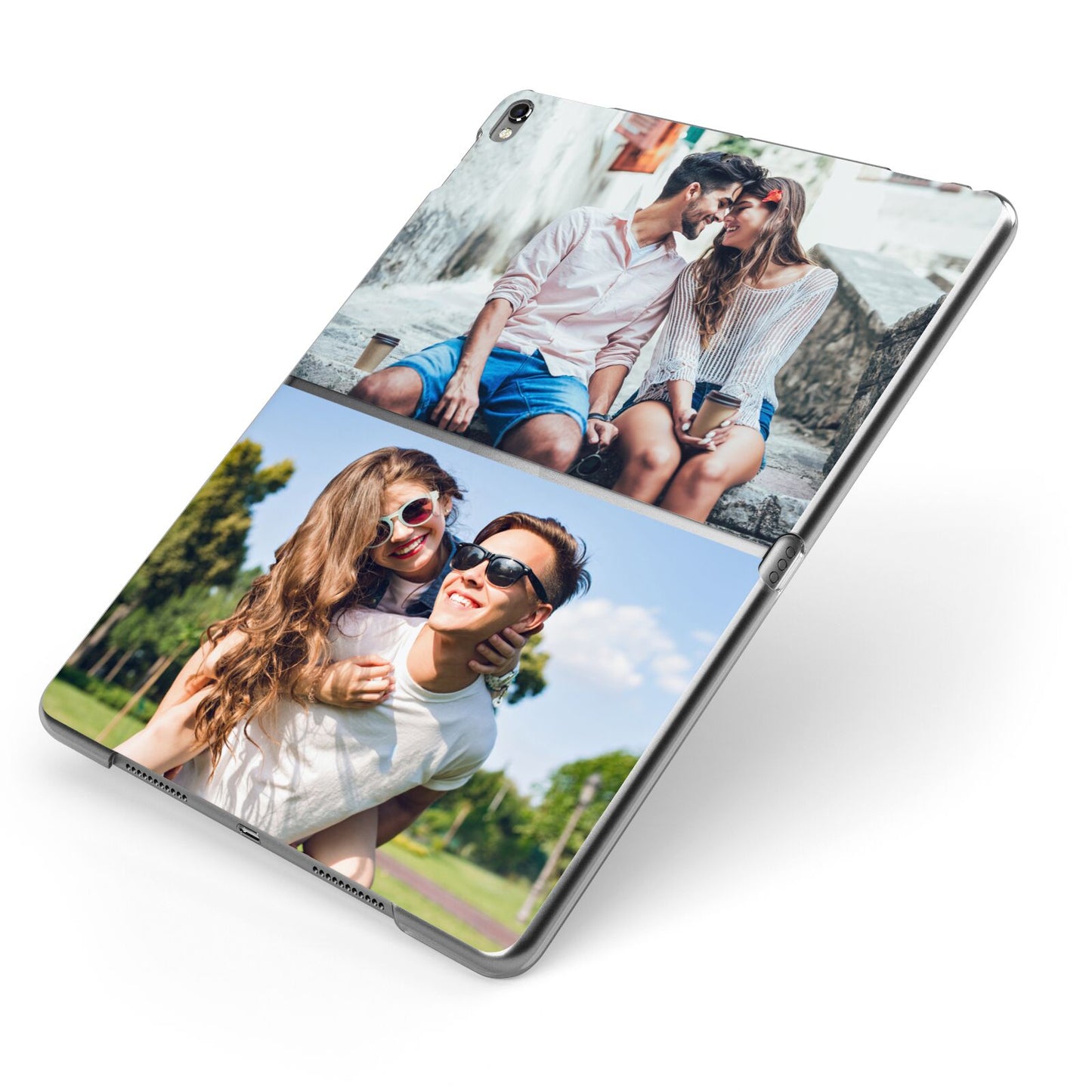 Personalised Two Photos Collage Apple iPad Case on Grey iPad Side View