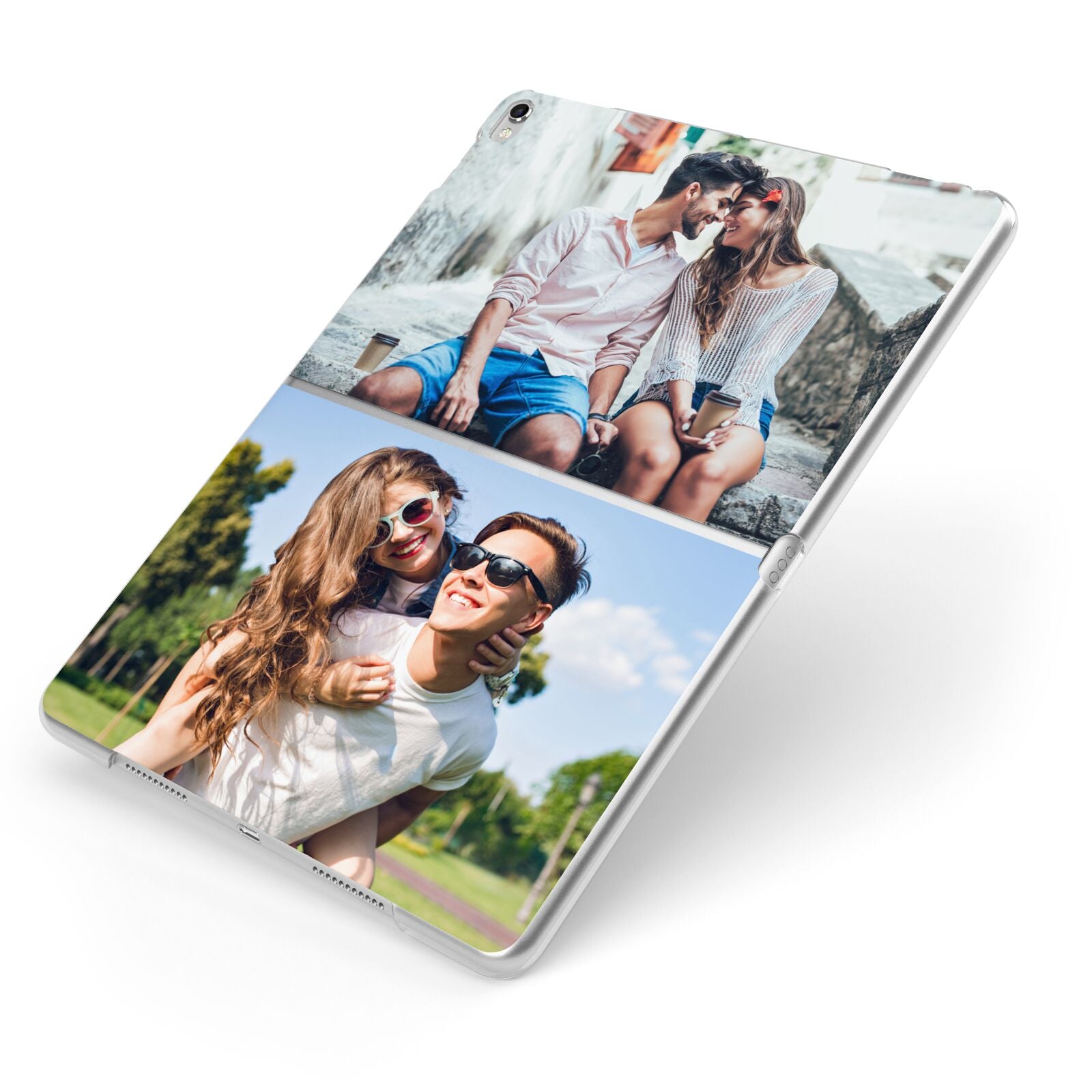 Personalised Two Photos Collage Apple iPad Case on Silver iPad Side View