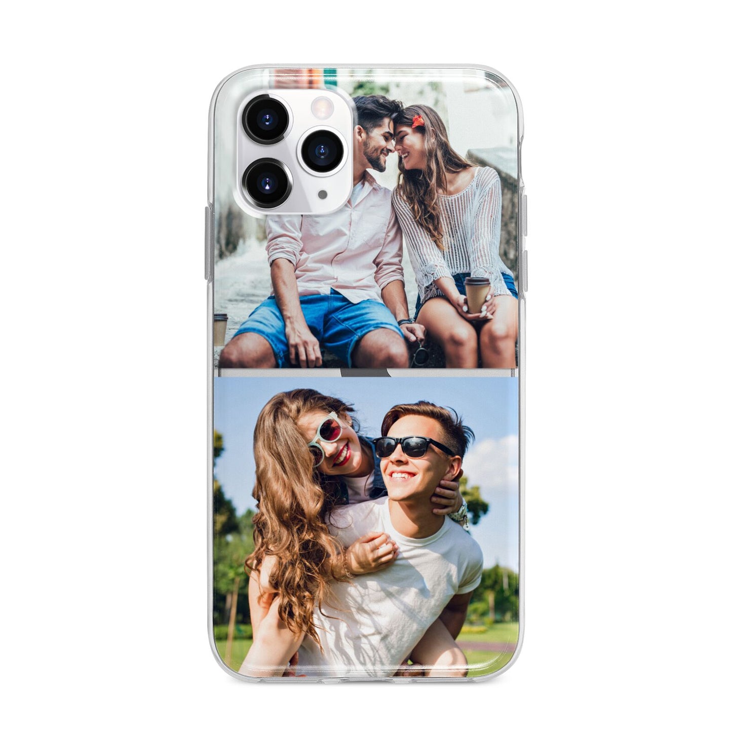 Personalised Two Photos Collage Apple iPhone 11 Pro Max in Silver with Bumper Case