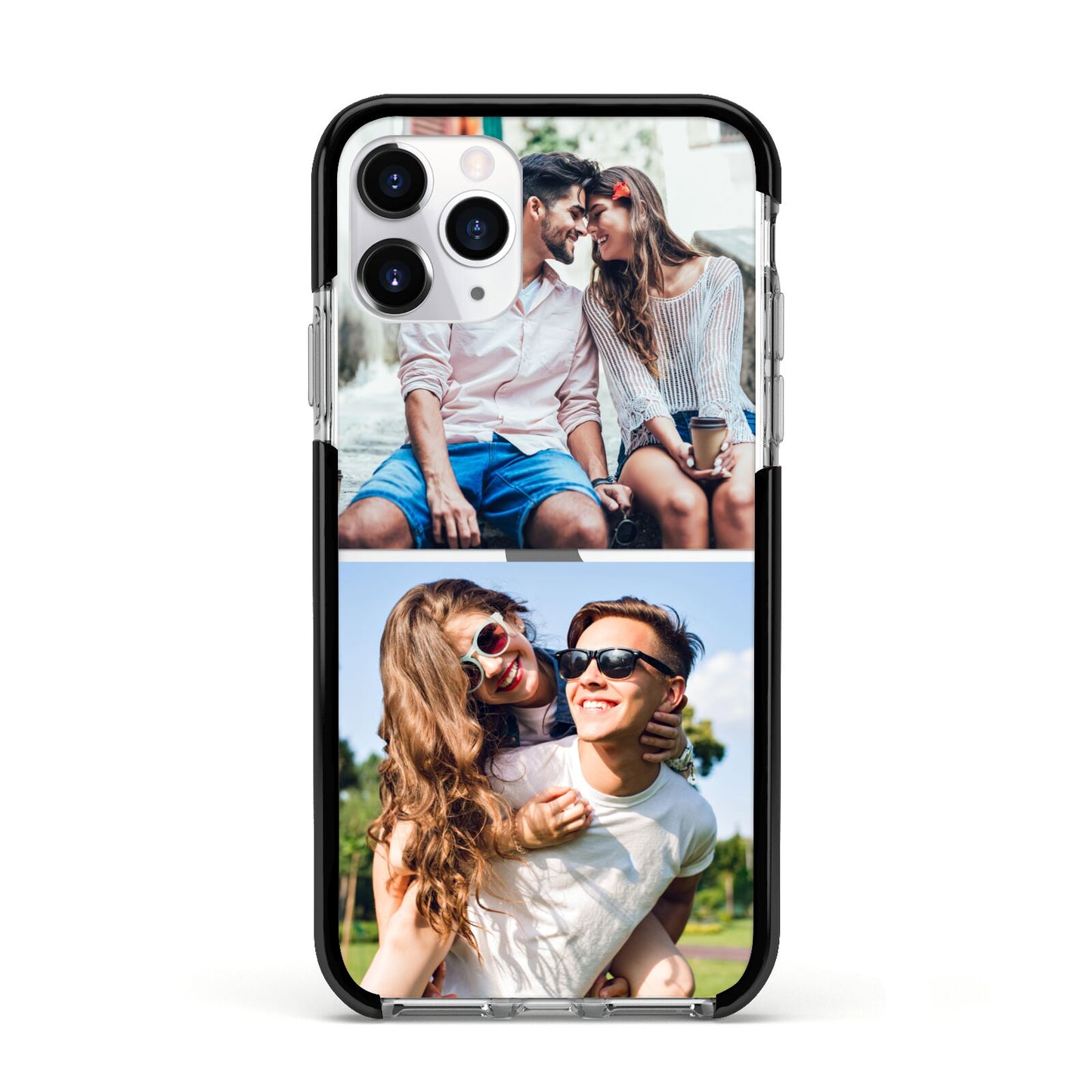 Personalised Two Photos Collage Apple iPhone 11 Pro in Silver with Black Impact Case