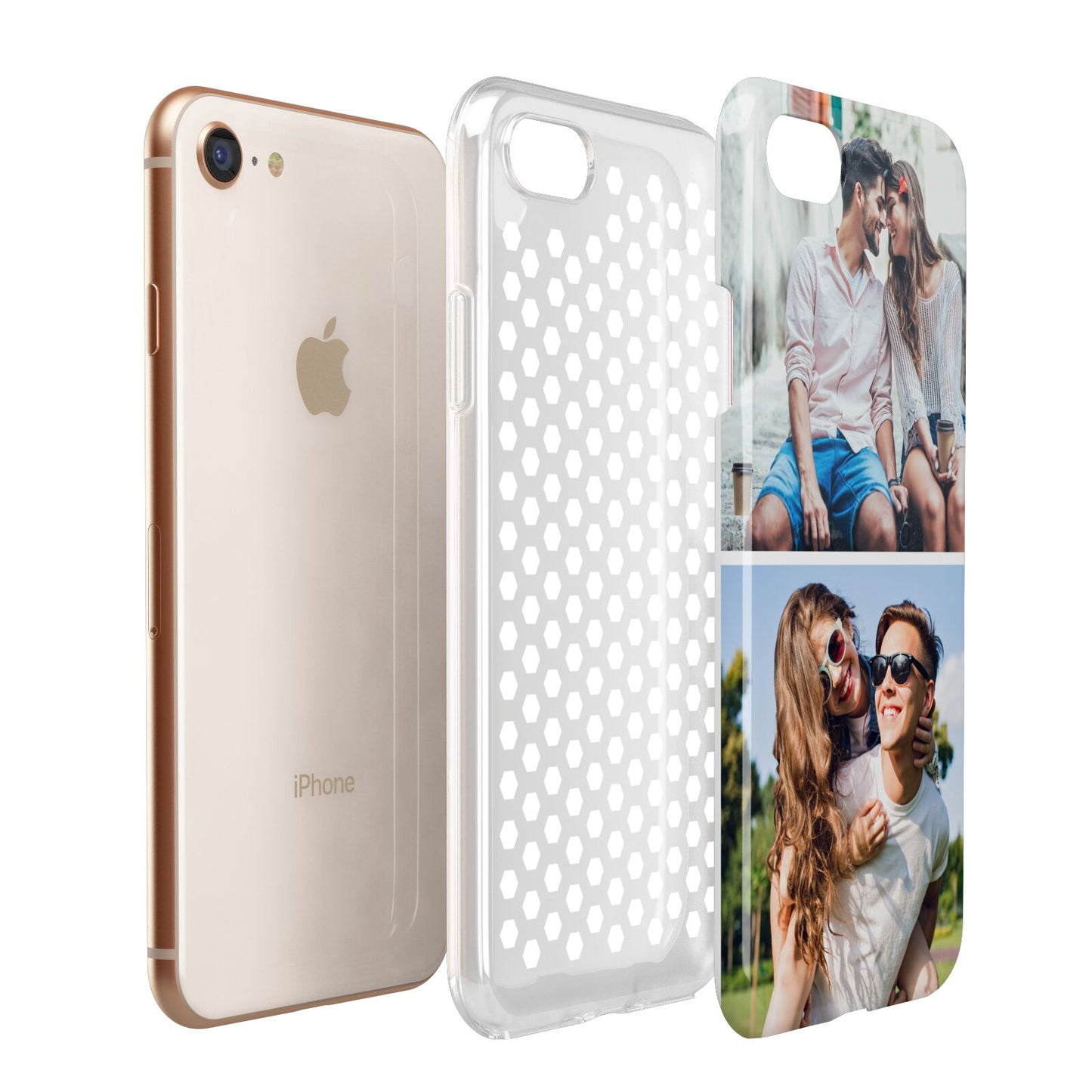 Personalised Two Photos Collage Apple iPhone 7 8 3D Tough Case Expanded View
