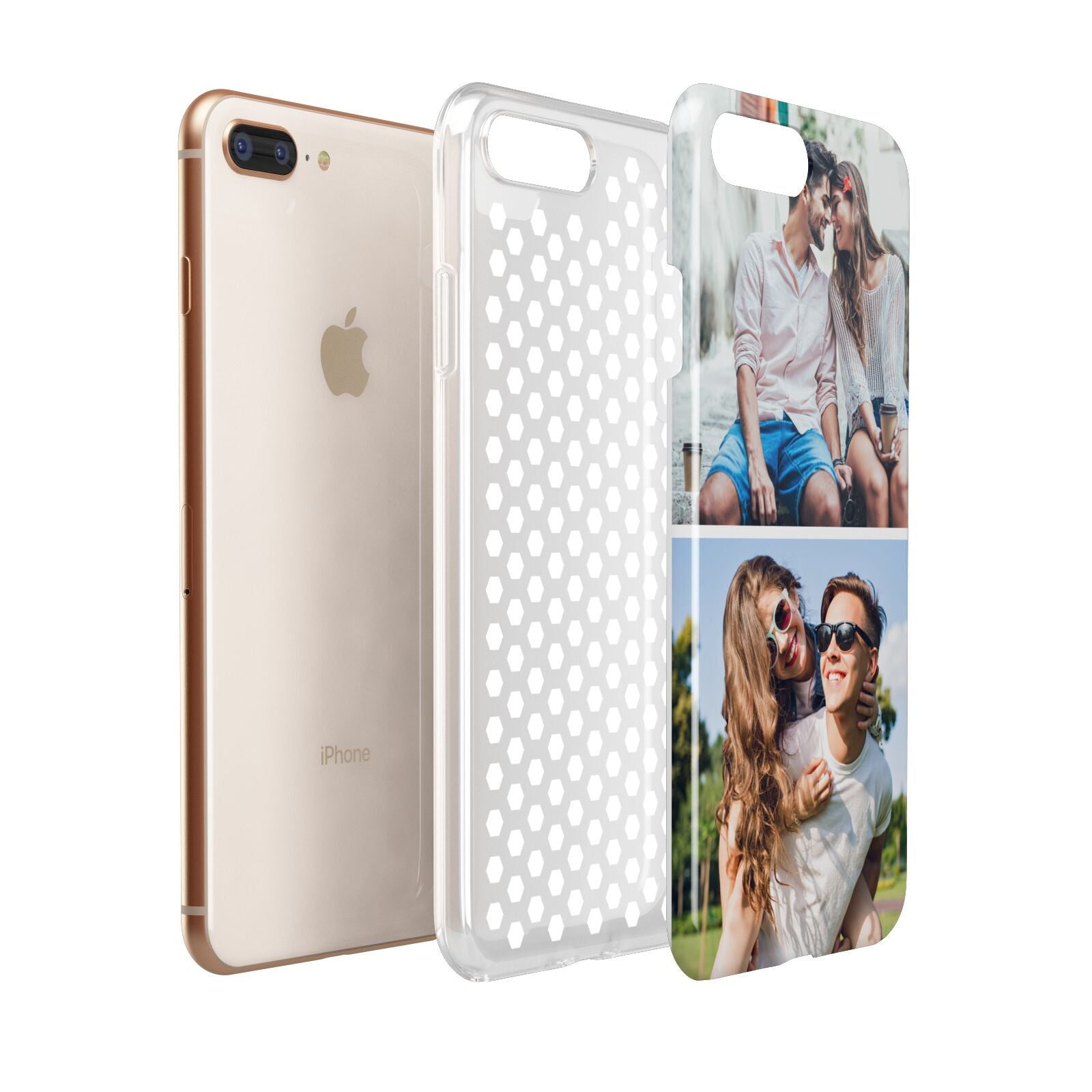 Personalised Two Photos Collage Apple iPhone 7 8 Plus 3D Tough Case Expanded View