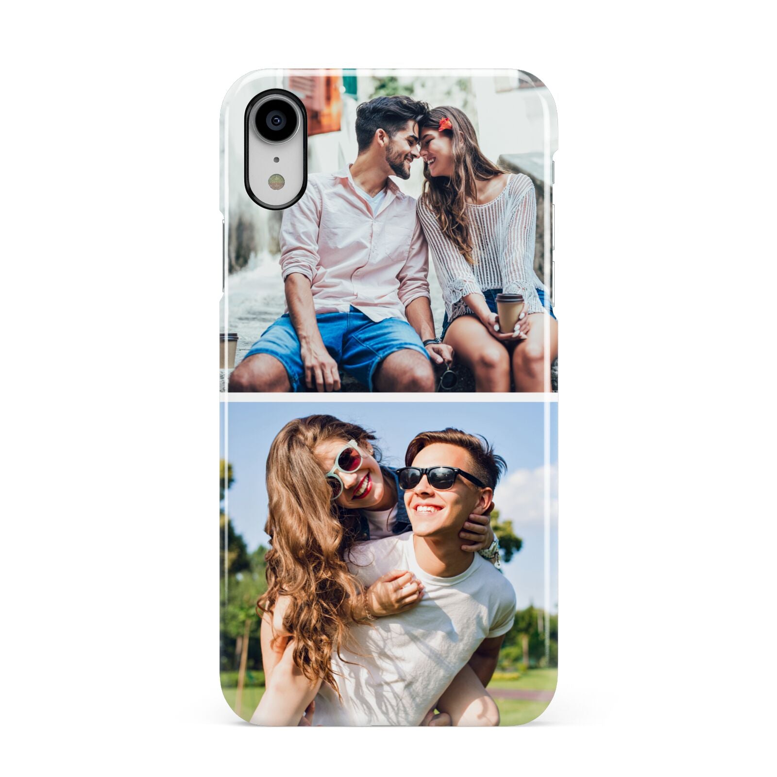Personalised Two Photos Collage Apple iPhone XR White 3D Snap Case