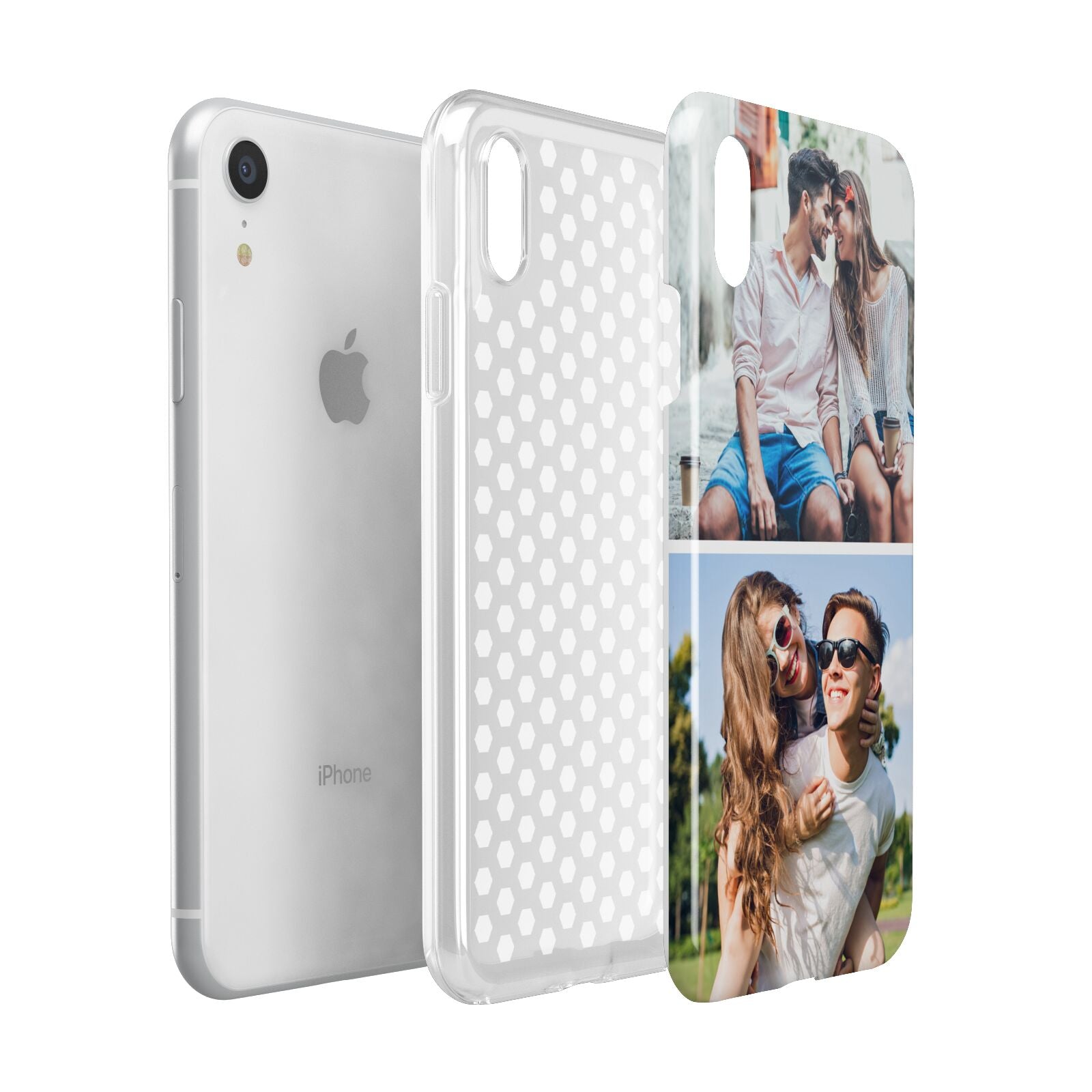 Personalised Two Photos Collage Apple iPhone XR White 3D Tough Case Expanded view