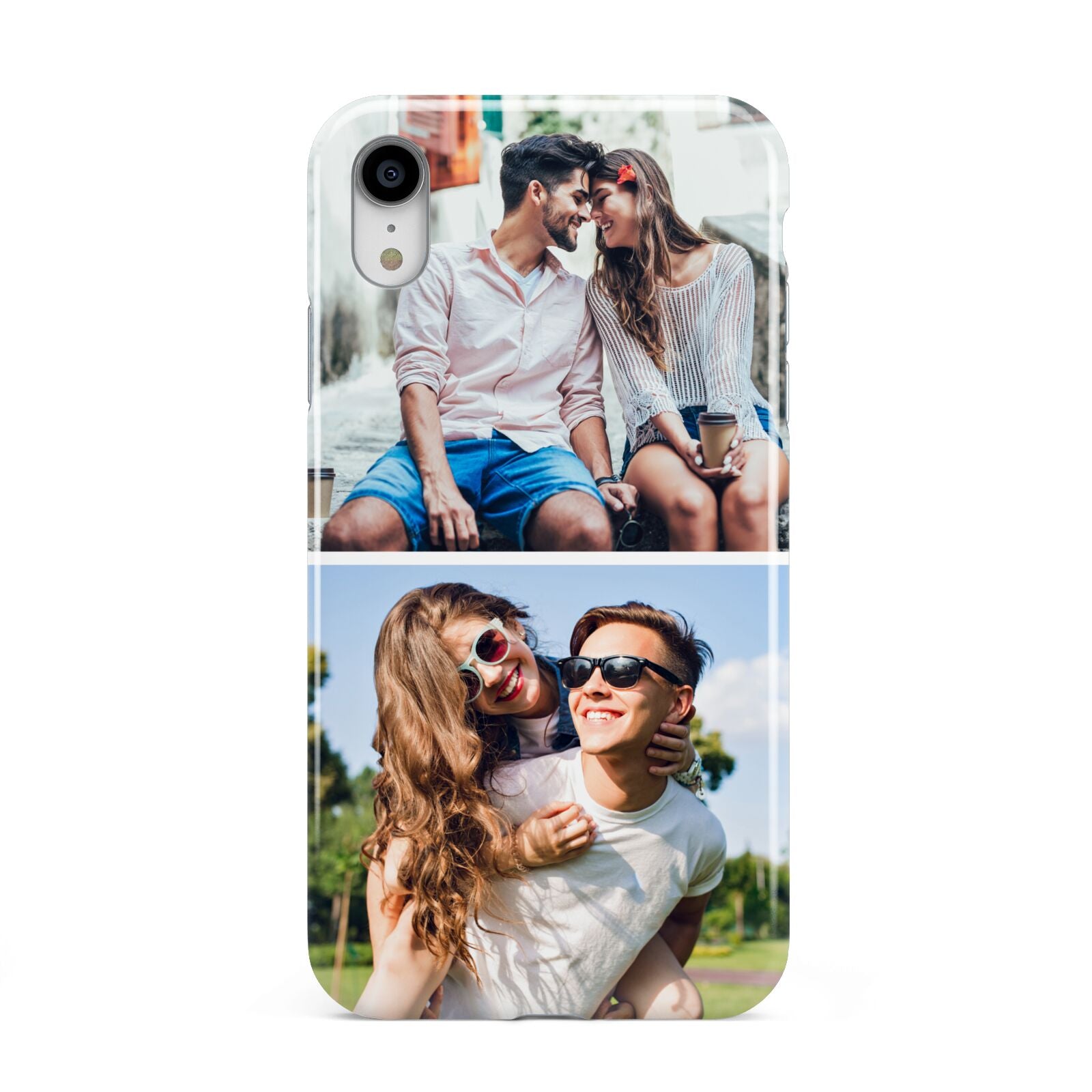 Personalised Two Photos Collage Apple iPhone XR White 3D Tough Case