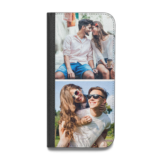 Personalised Two Photos Collage Vegan Leather Flip iPhone Case