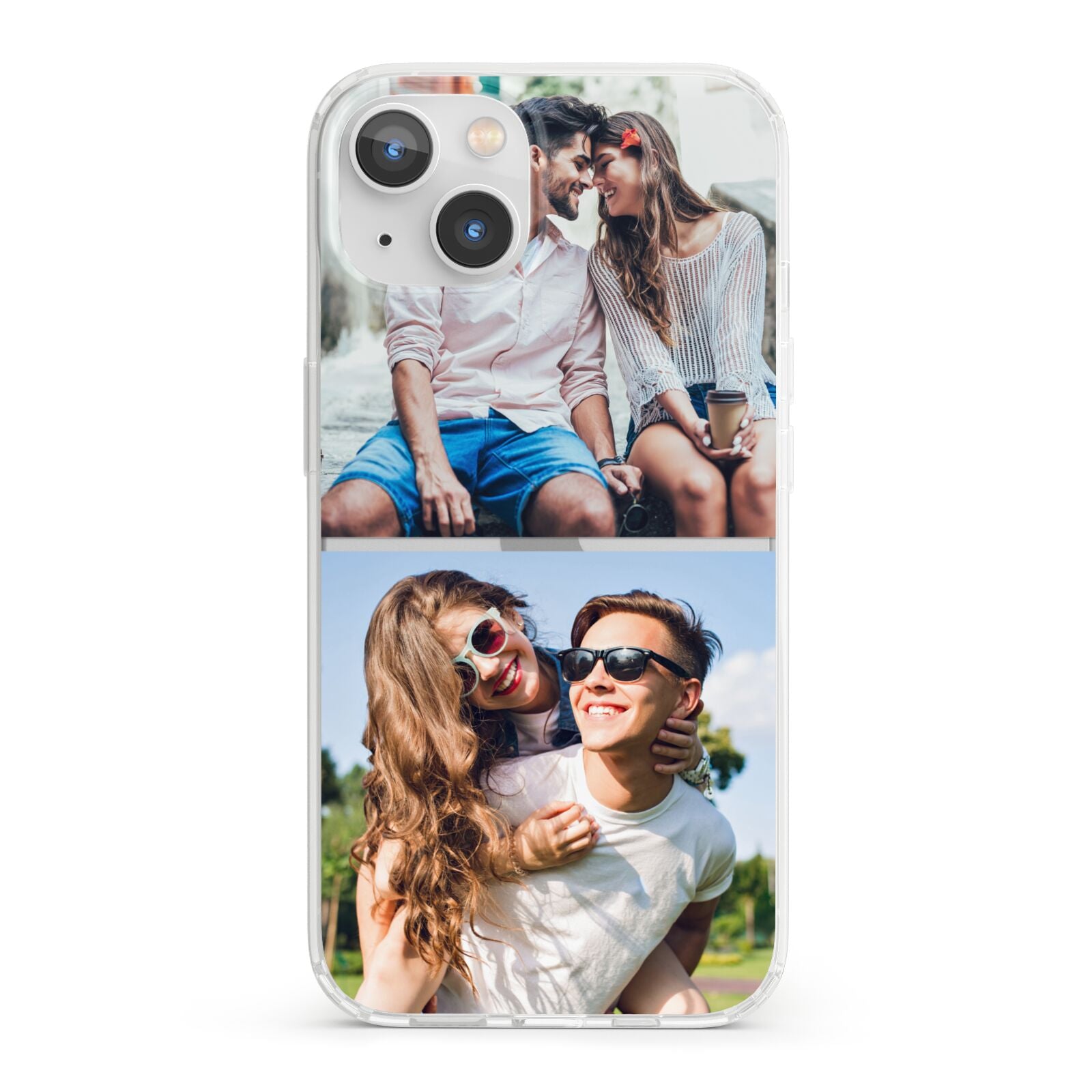Personalised Two Photos Collage iPhone 13 Clear Bumper Case