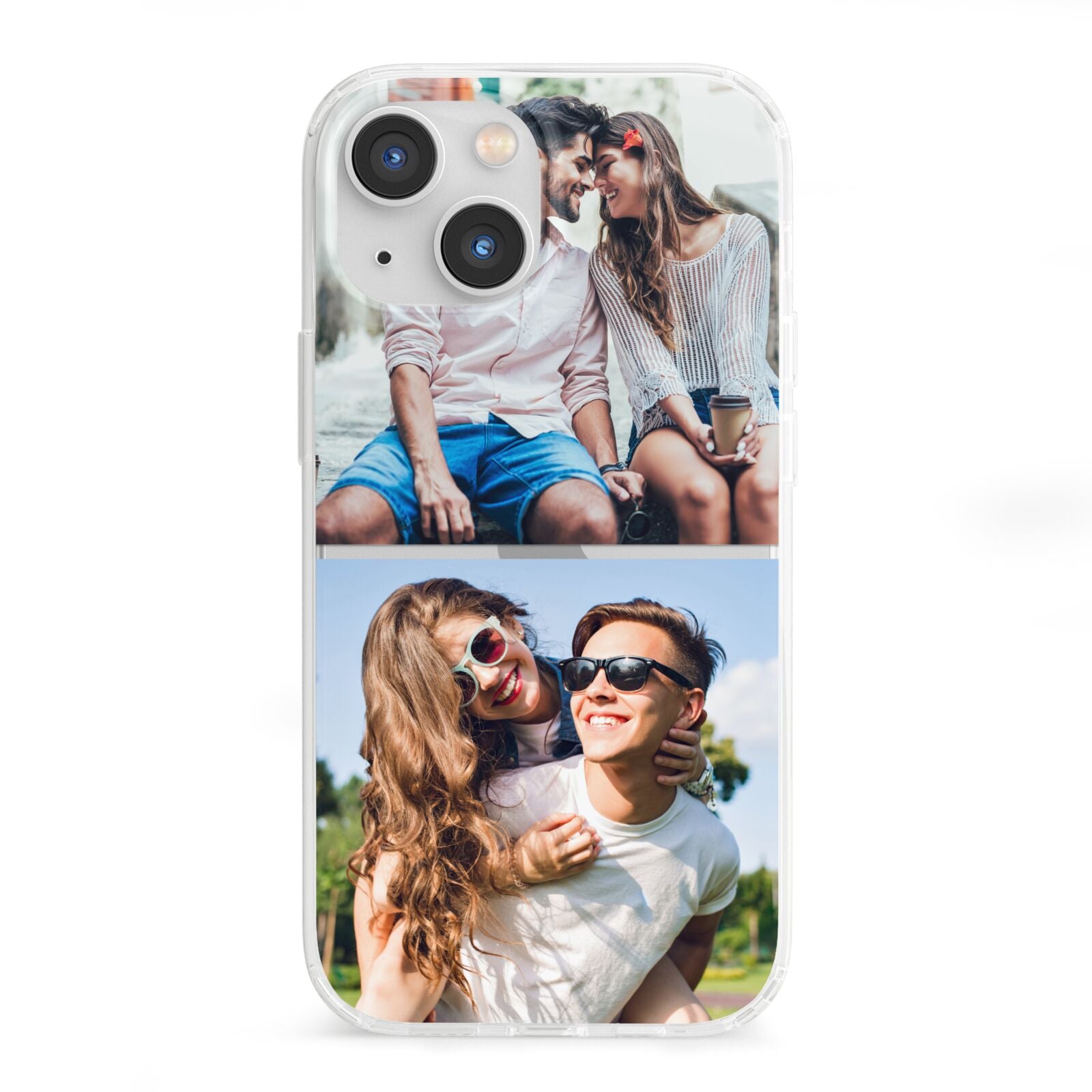 Personalised Two Photos Collage iPhone 13 Mini Clear Bumper Case