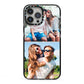 Personalised Two Photos Collage iPhone 13 Pro Max Black Impact Case on Silver phone