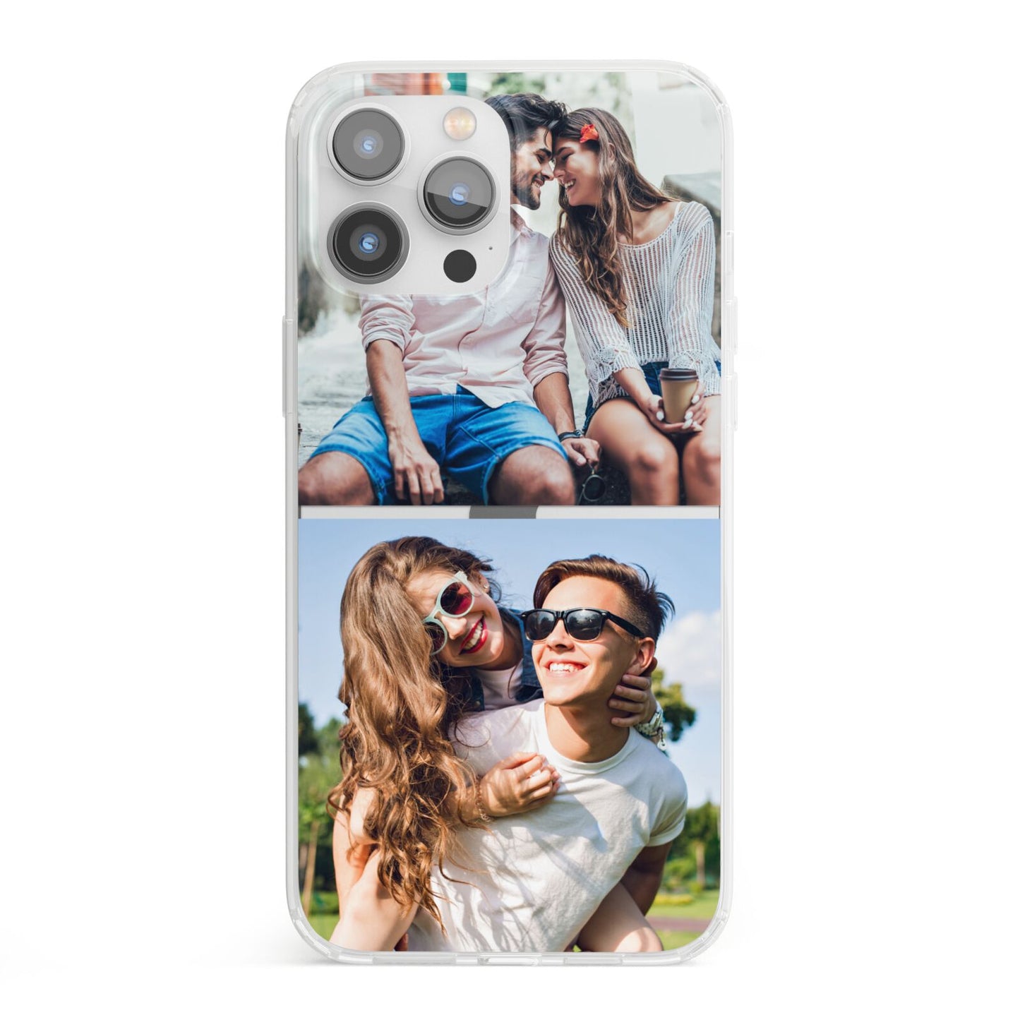 Personalised Two Photos Collage iPhone 13 Pro Max Clear Bumper Case