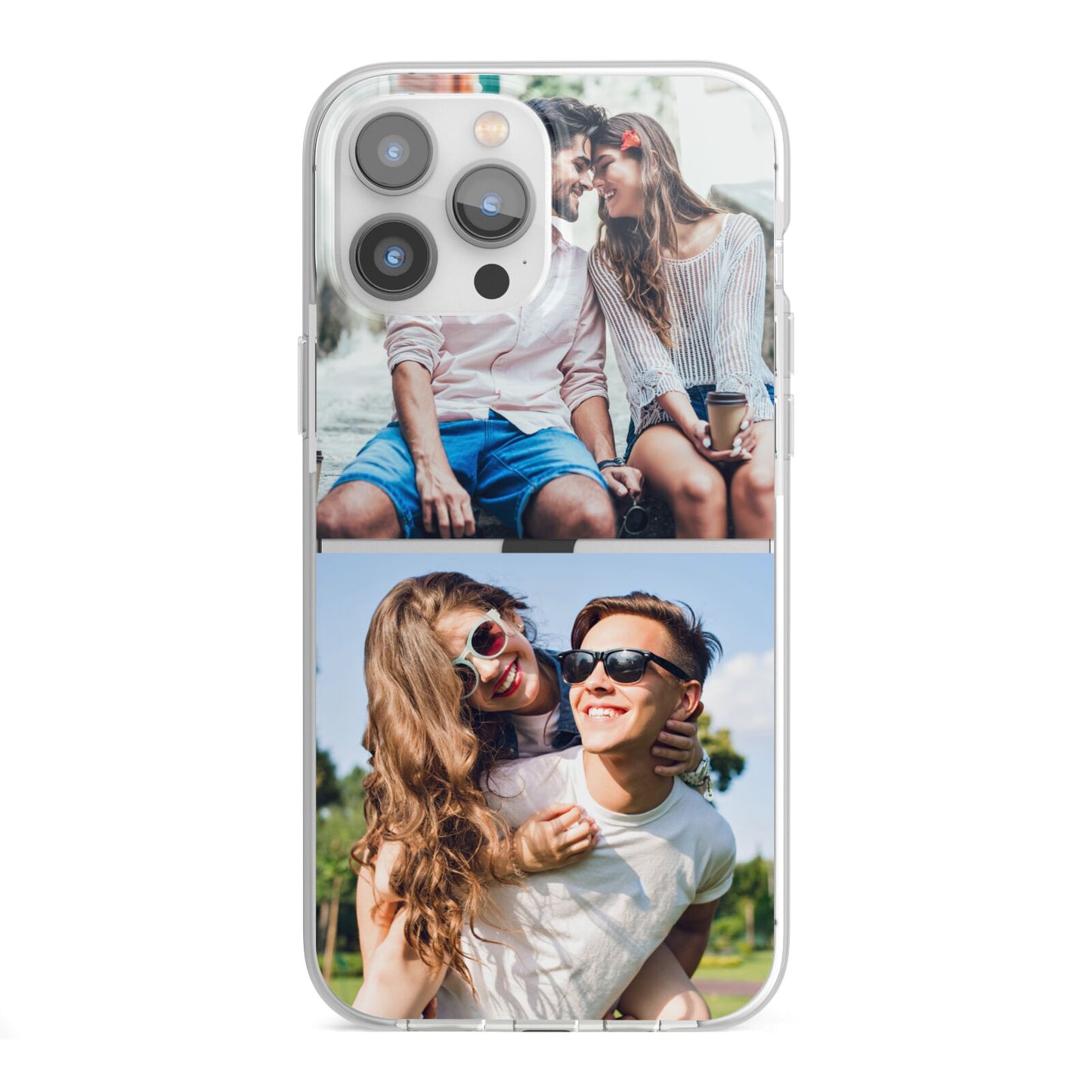 Personalised Two Photos Collage iPhone 13 Pro Max TPU Impact Case with White Edges