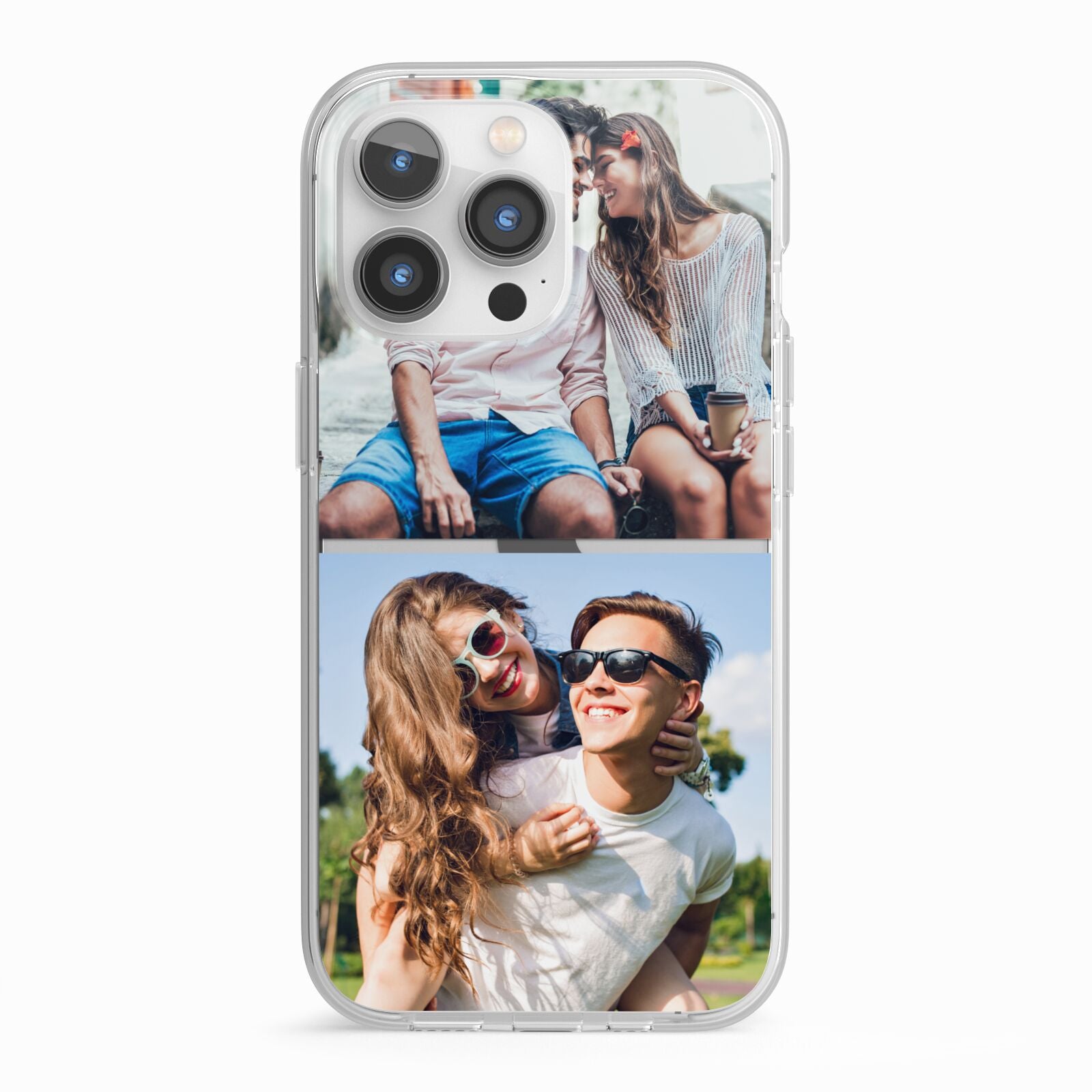 Personalised Two Photos Collage iPhone 13 Pro TPU Impact Case with White Edges