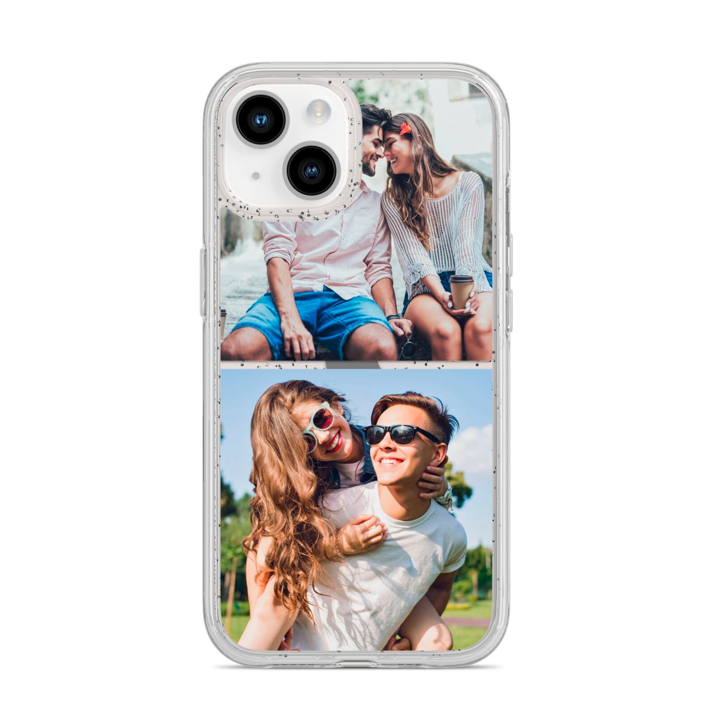 Personalised Two Photos Collage iPhone 14 Glitter Tough Case Starlight
