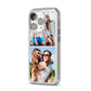 Personalised Two Photos Collage iPhone 14 Pro Clear Tough Case Silver Angled Image