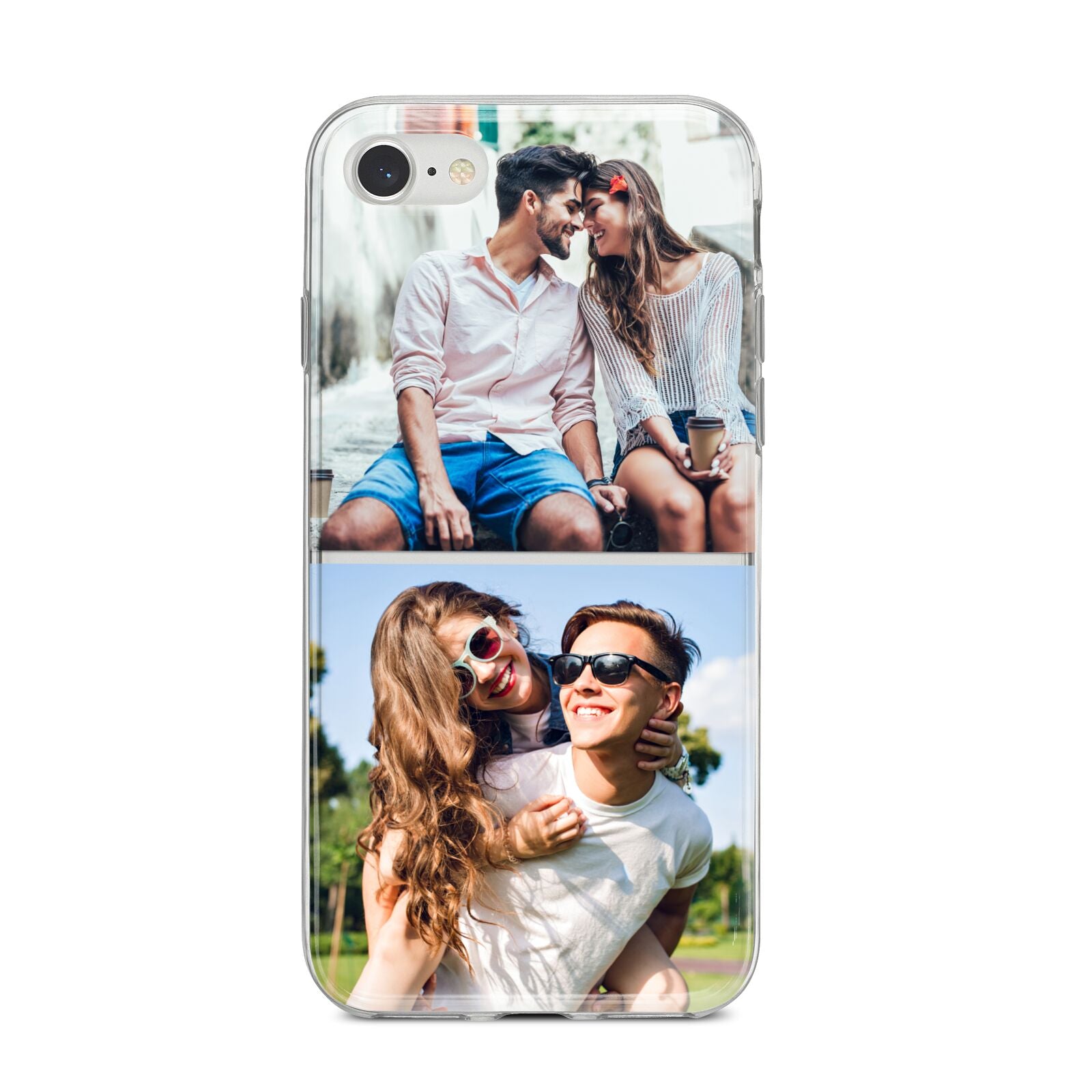 Personalised Two Photos Collage iPhone 8 Bumper Case on Silver iPhone