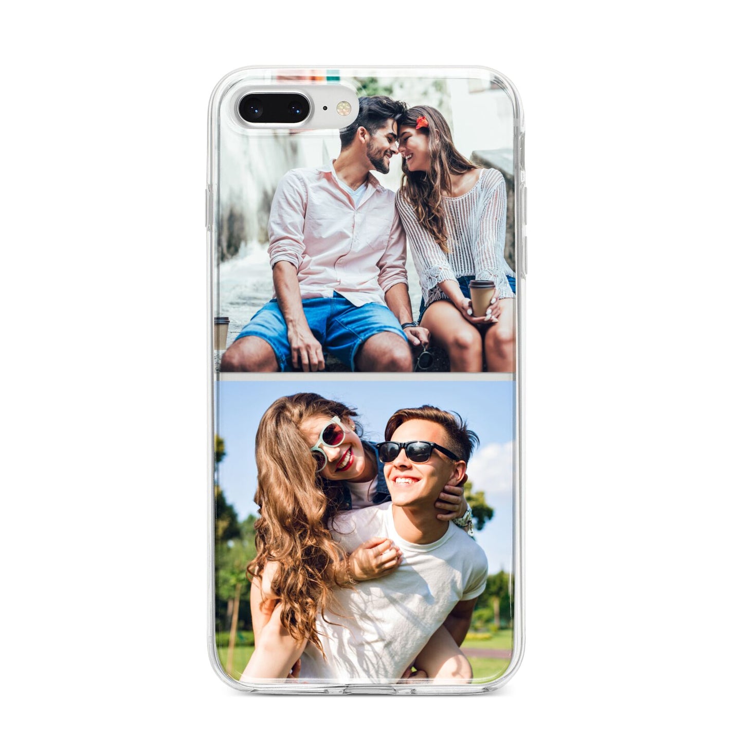 Personalised Two Photos Collage iPhone 8 Plus Bumper Case on Silver iPhone