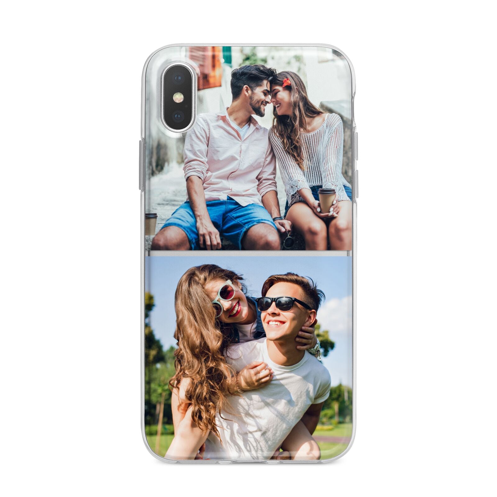 Personalised Two Photos Collage iPhone X Bumper Case on Silver iPhone Alternative Image 1