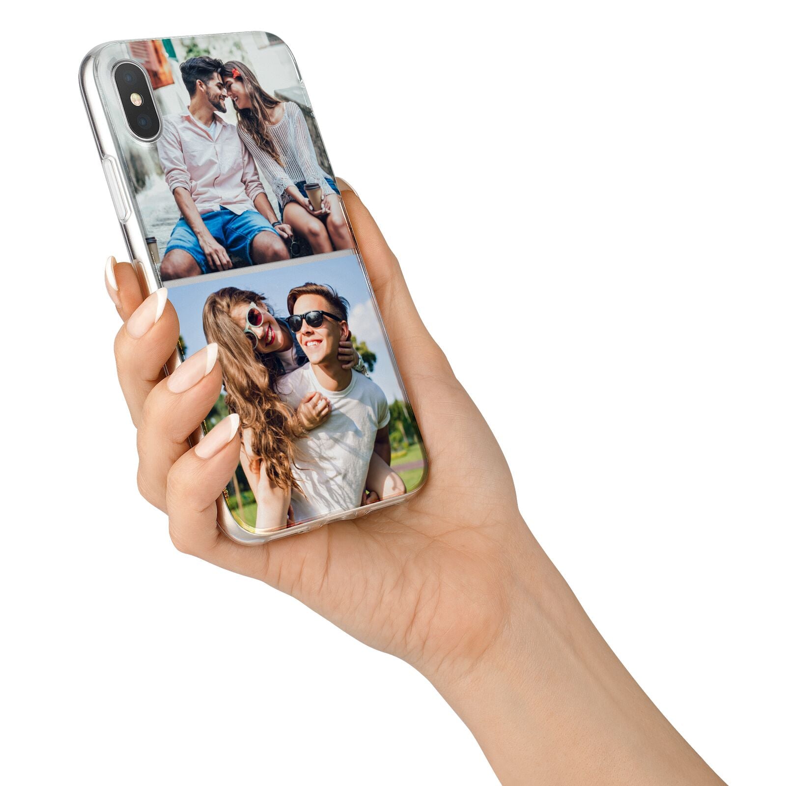 Personalised Two Photos Collage iPhone X Bumper Case on Silver iPhone Alternative Image 2