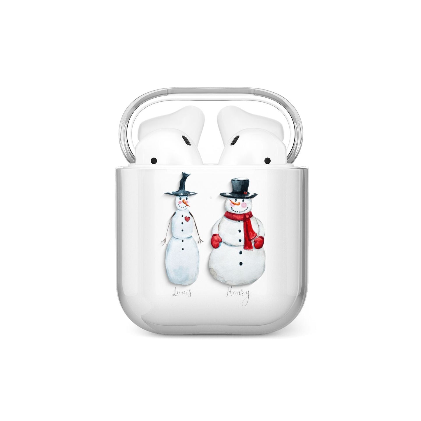 Personalised Two Snowmen AirPods Case