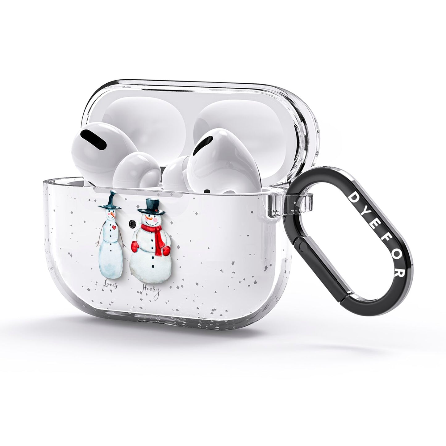 Personalised Two Snowmen AirPods Glitter Case 3rd Gen Side Image