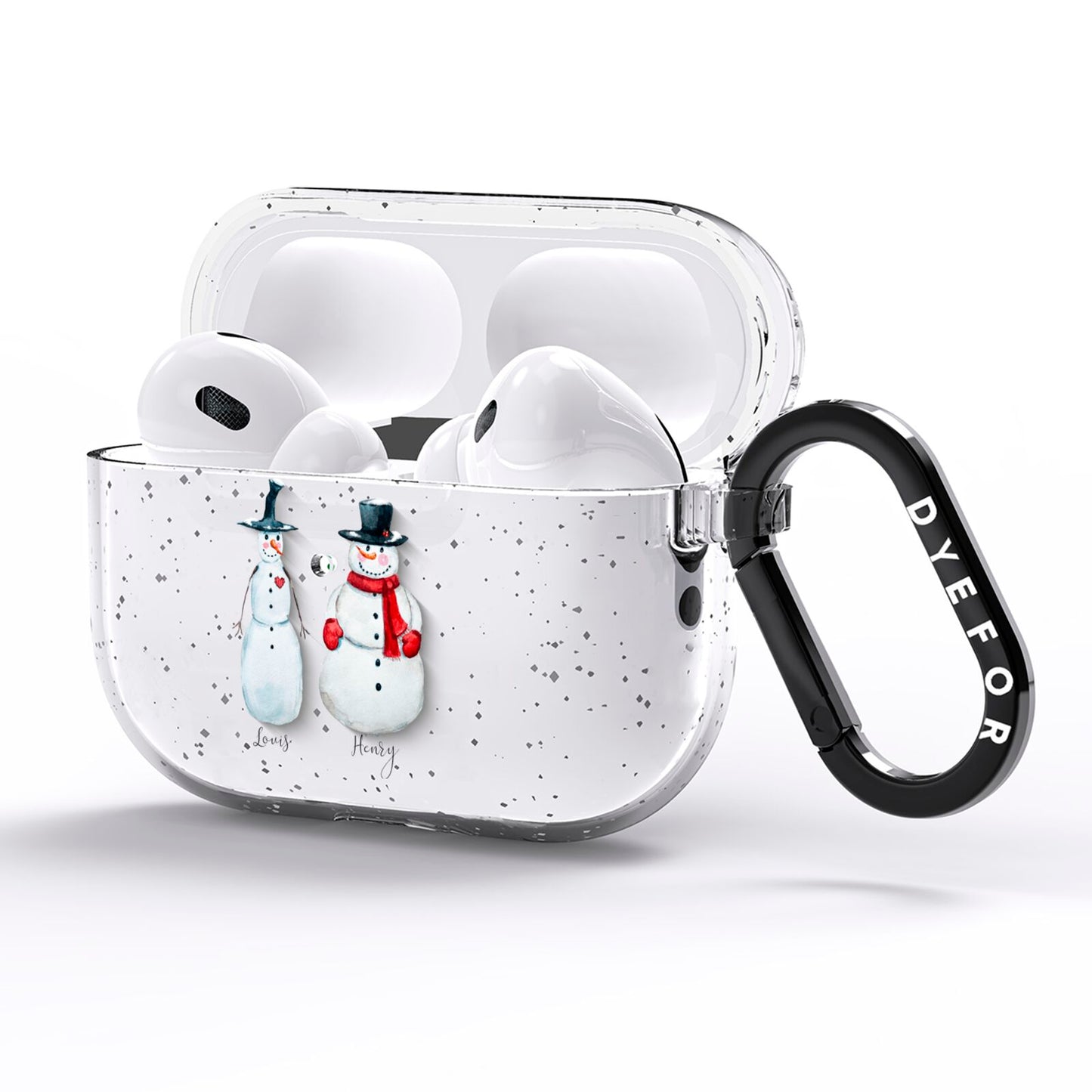 Personalised Two Snowmen AirPods Pro Glitter Case Side Image