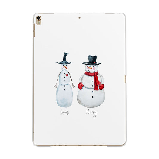 Personalised Two Snowmen Apple iPad Gold Case