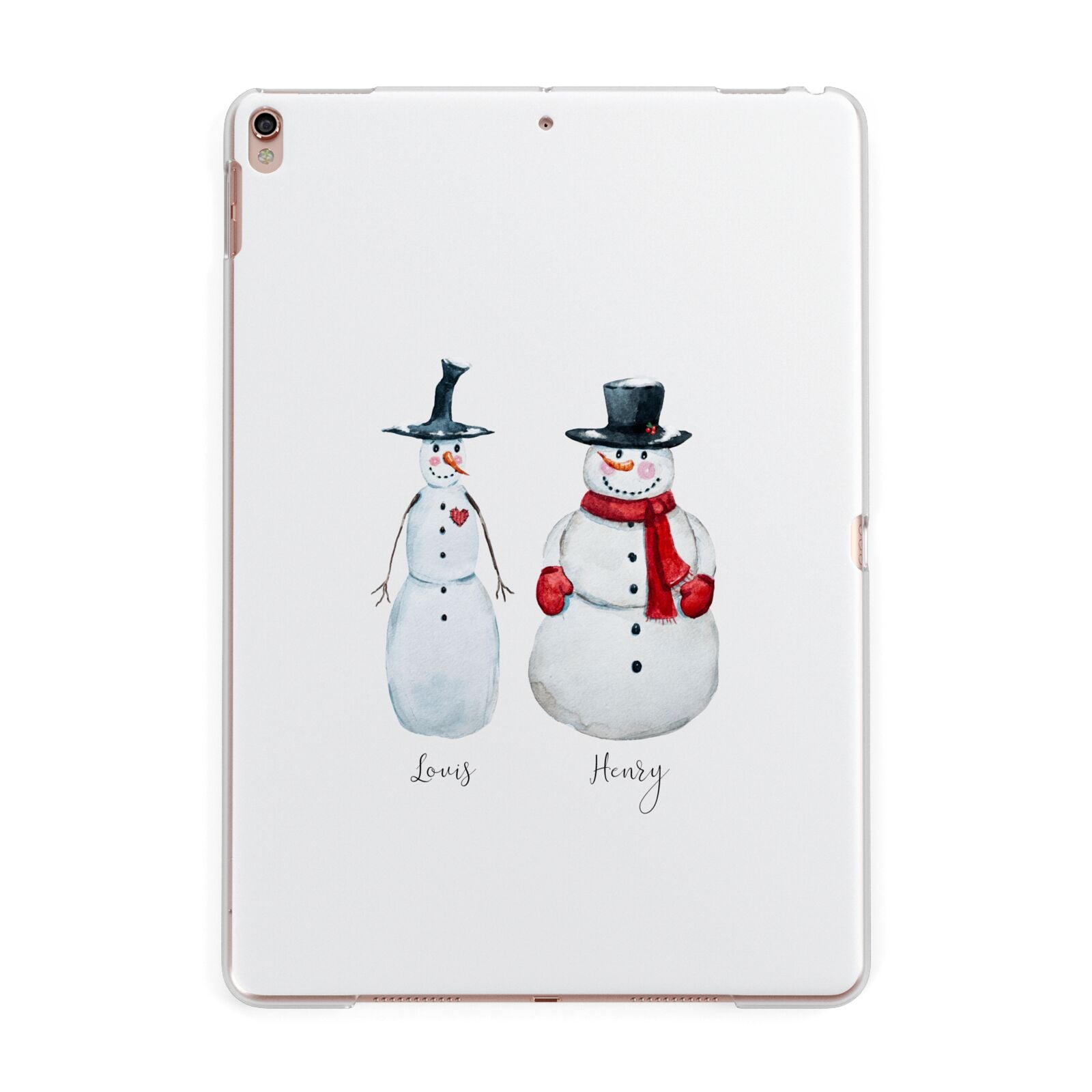 Personalised Two Snowmen Apple iPad Rose Gold Case