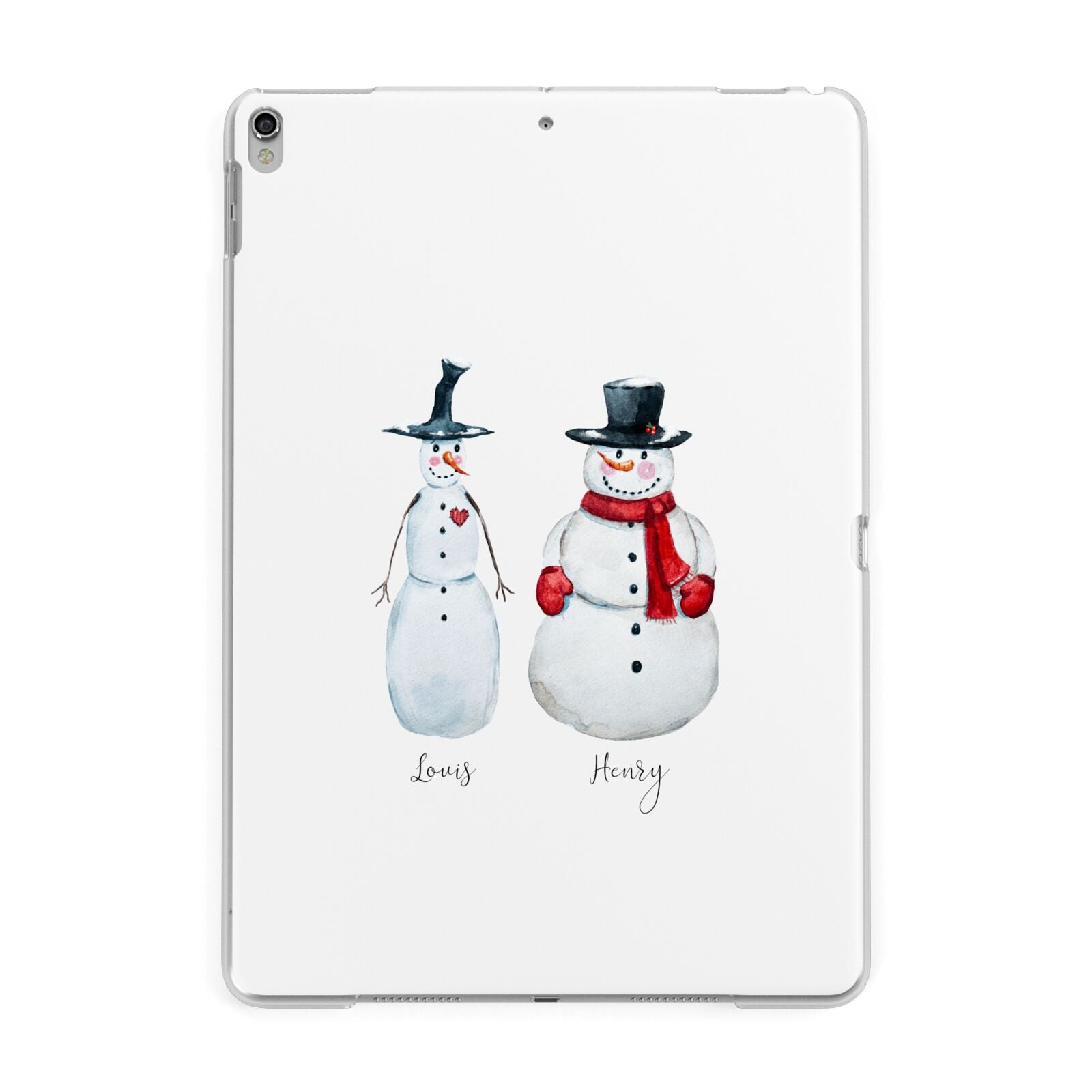 Personalised Two Snowmen Apple iPad Silver Case