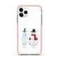 Personalised Two Snowmen Apple iPhone 11 Pro in Silver with Pink Impact Case