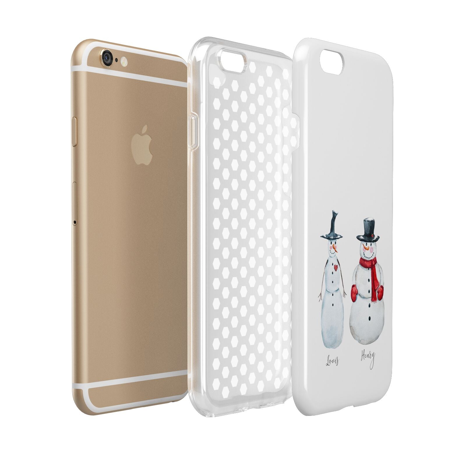 Personalised Two Snowmen Apple iPhone 6 3D Tough Case Expanded view