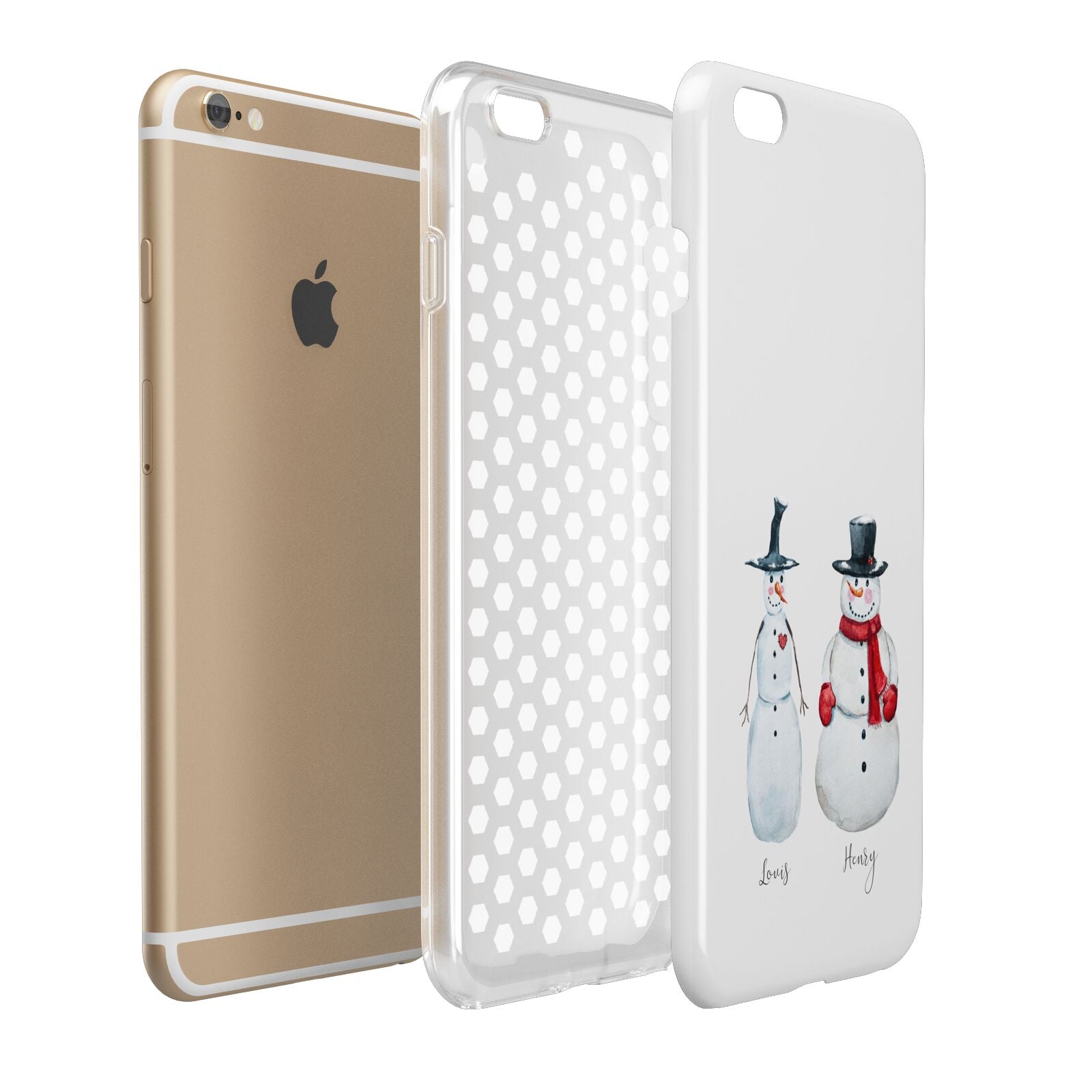 Personalised Two Snowmen Apple iPhone 6 Plus 3D Tough Case Expand Detail Image