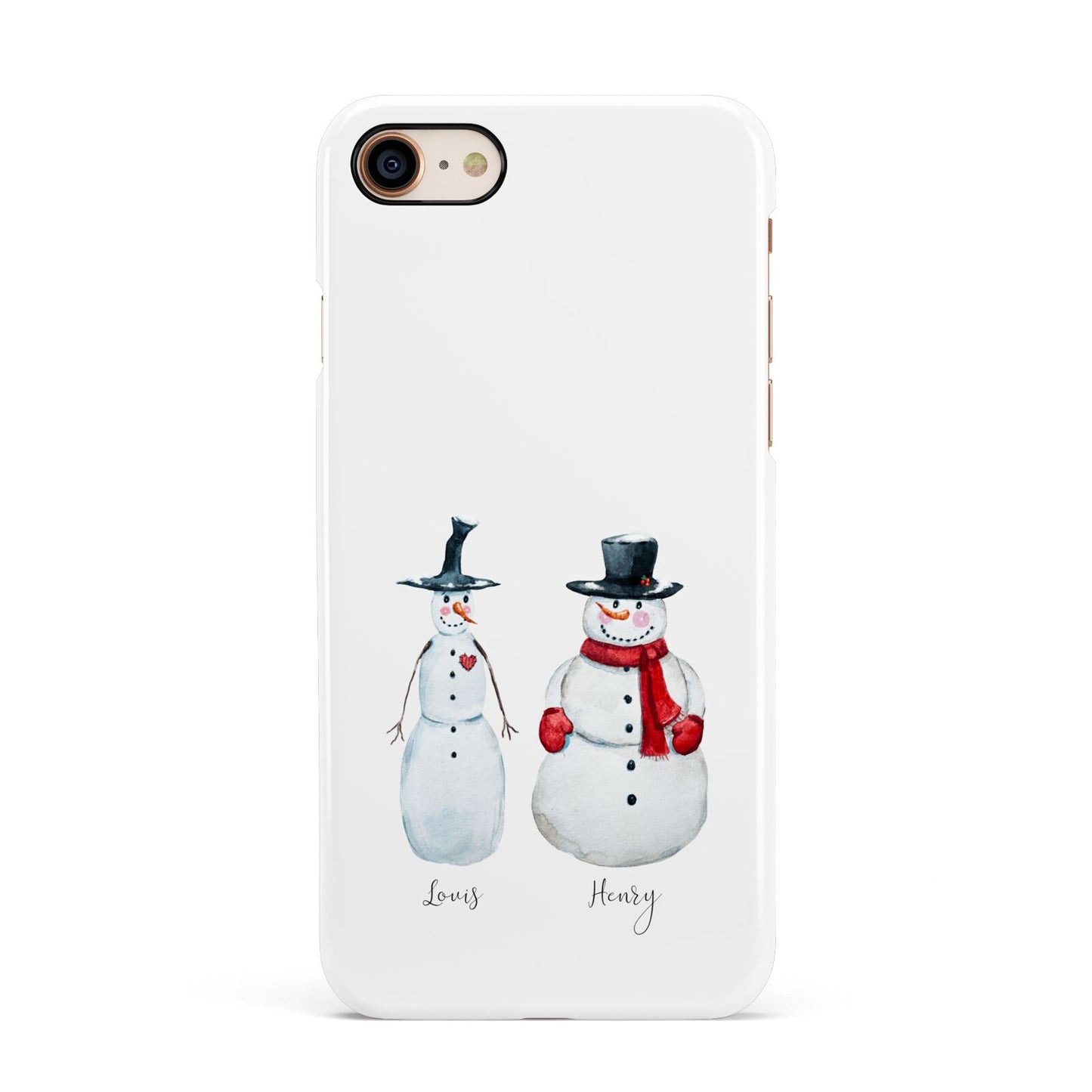 Personalised Two Snowmen Apple iPhone 7 8 3D Snap Case