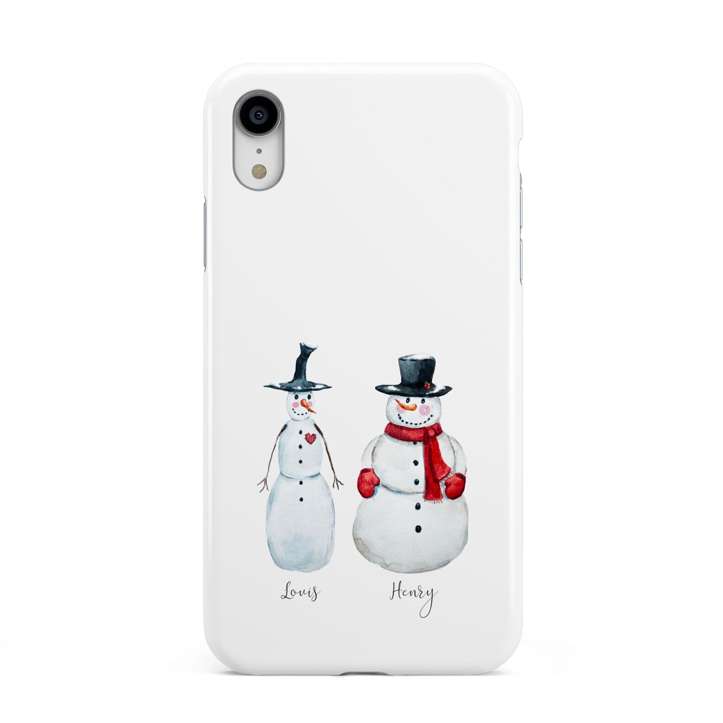 Personalised Two Snowmen Apple iPhone XR White 3D Tough Case