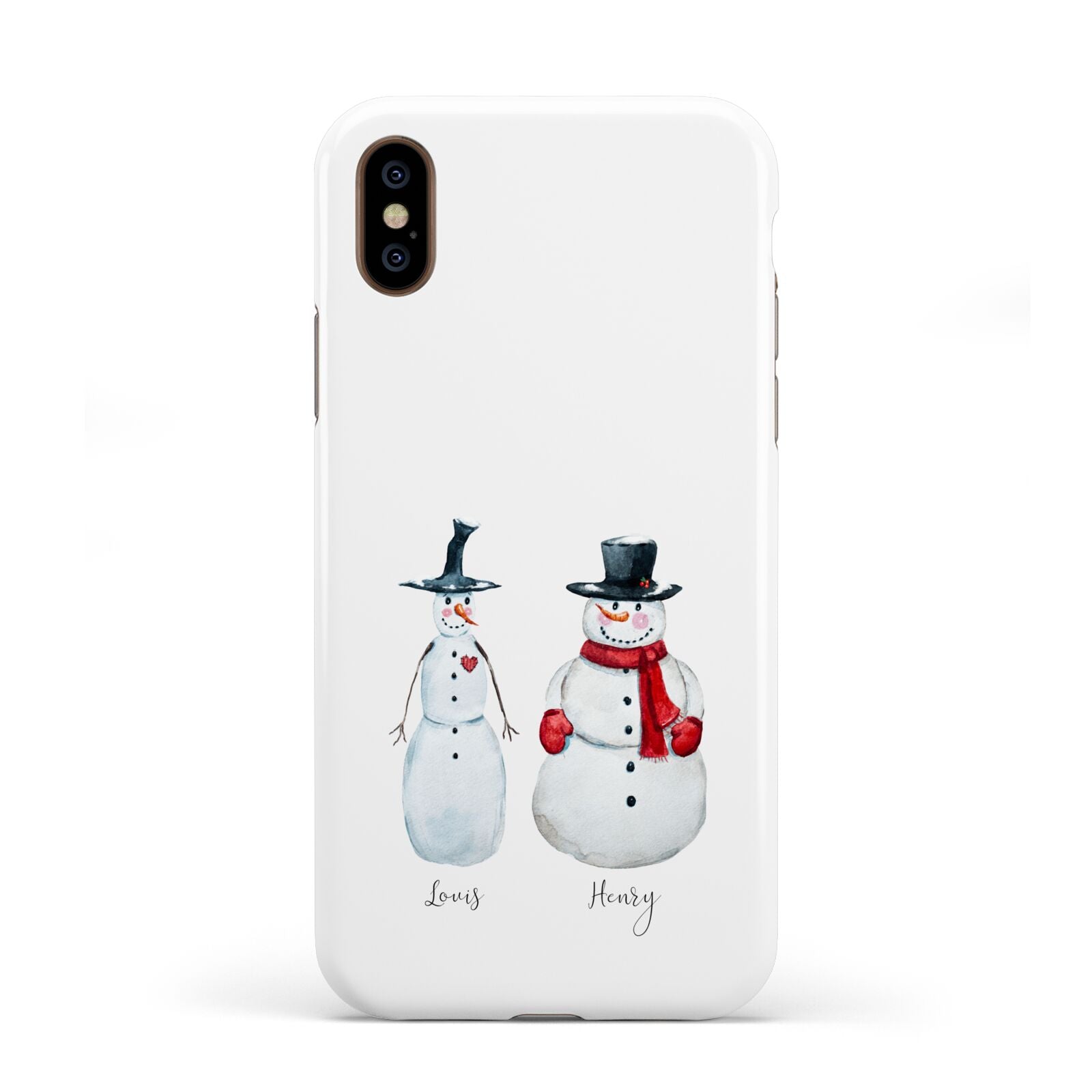 Personalised Two Snowmen Apple iPhone XS 3D Tough