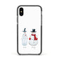 Personalised Two Snowmen Apple iPhone Xs Impact Case Black Edge on Black Phone