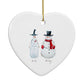Personalised Two Snowmen Heart Decoration