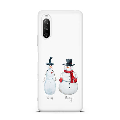 Personalised Two Snowmen Sony Xperia 10 III Case