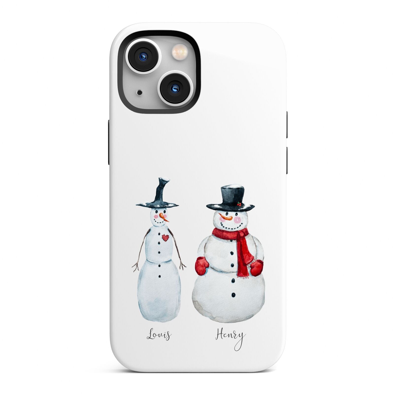 Personalised Two Snowmen iPhone 13 Mini Full Wrap 3D Tough Case