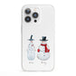 Personalised Two Snowmen iPhone 13 Pro Clear Bumper Case