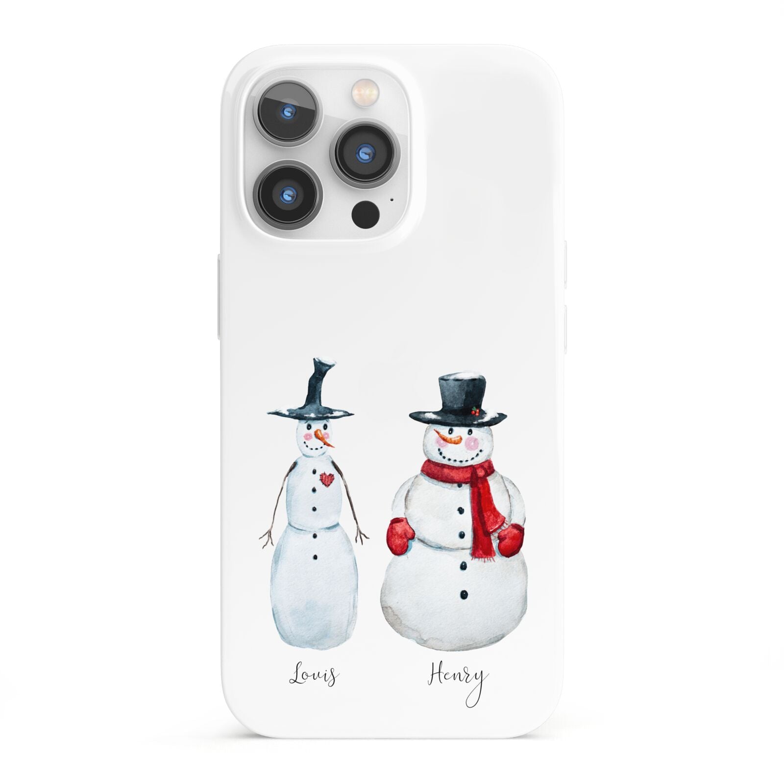 Personalised Two Snowmen iPhone 13 Pro Full Wrap 3D Snap Case