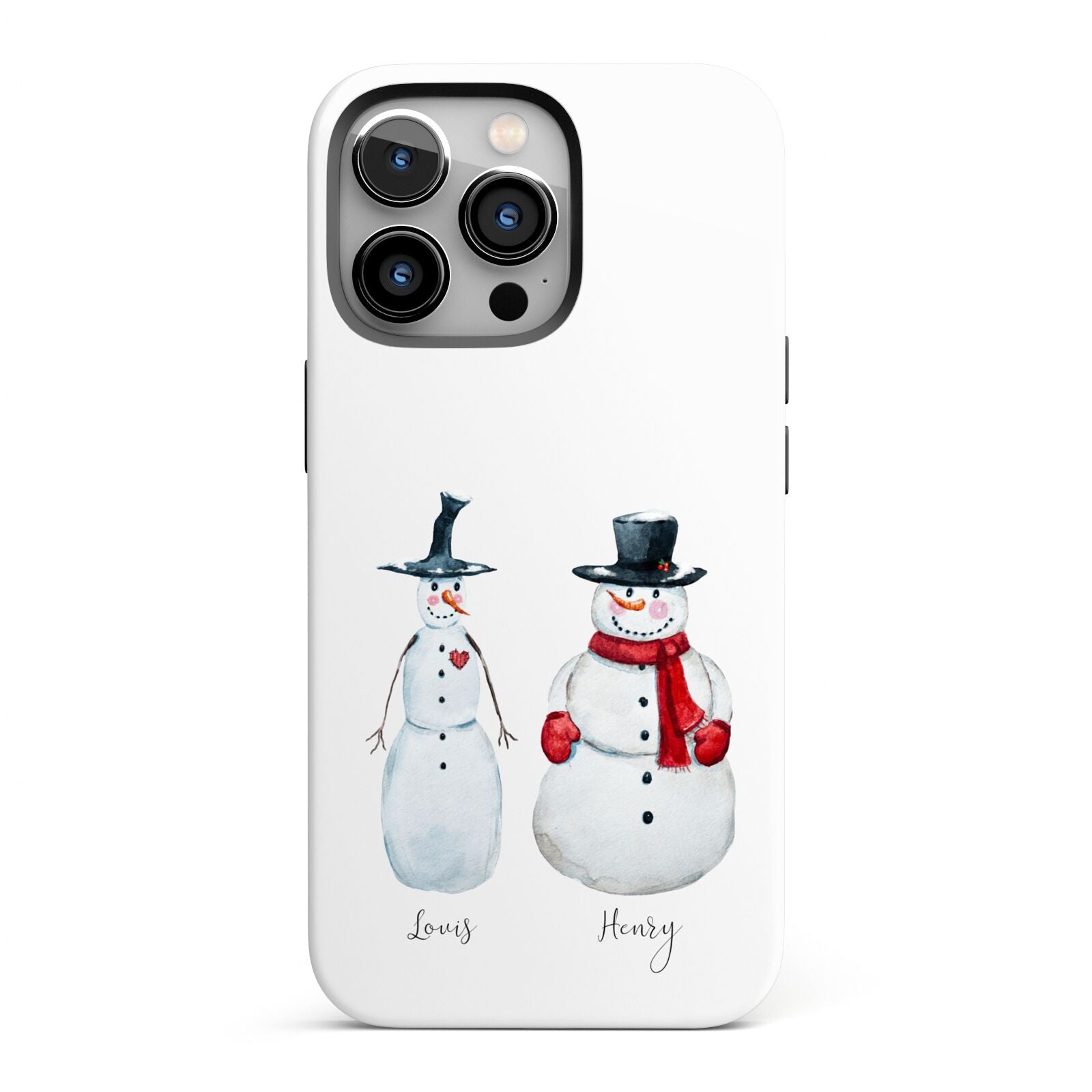Personalised Two Snowmen iPhone 13 Pro Full Wrap 3D Tough Case