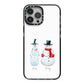 Personalised Two Snowmen iPhone 13 Pro Max Black Impact Case on Silver phone