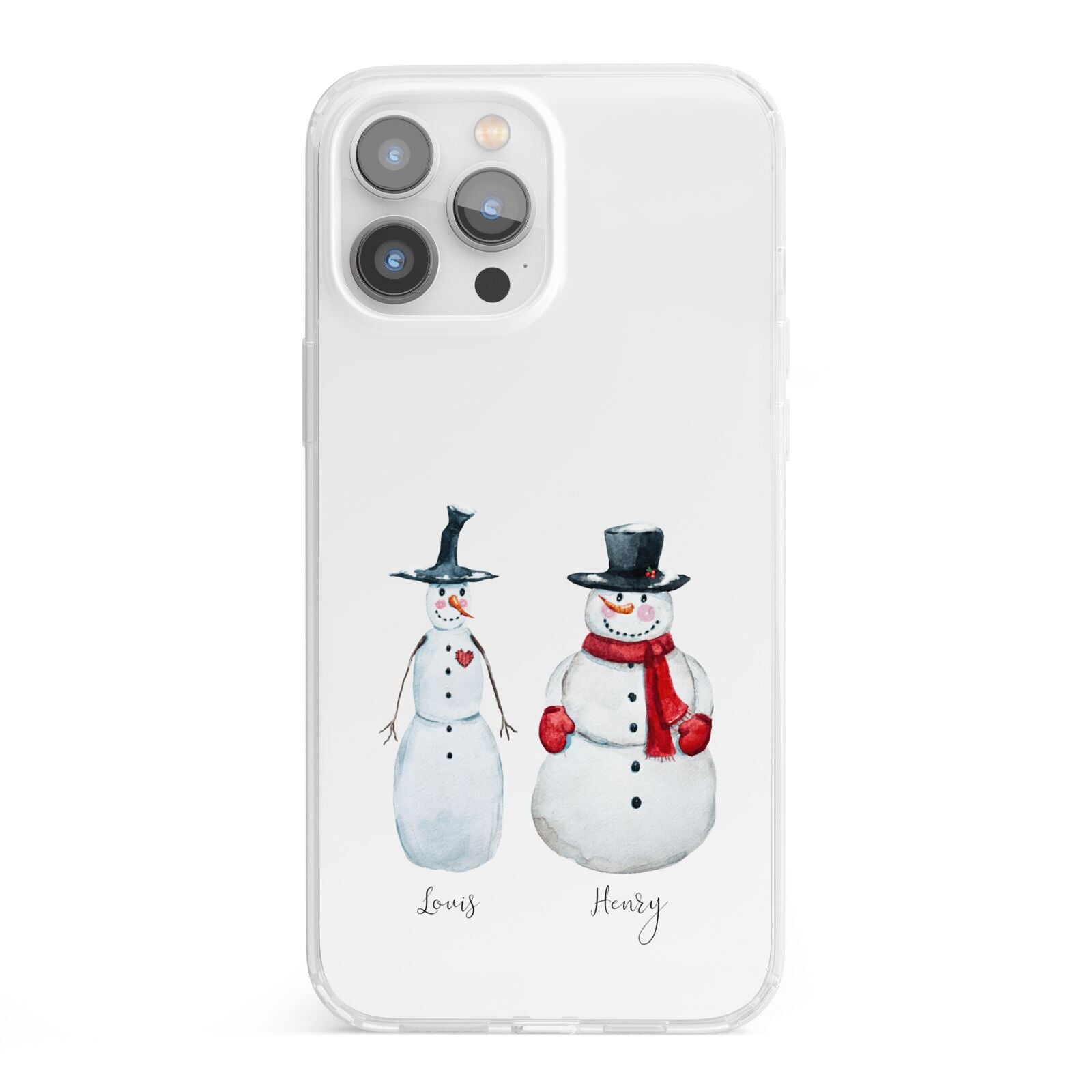 Personalised Two Snowmen iPhone 13 Pro Max Clear Bumper Case