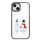 Personalised Two Snowmen iPhone 14 Black Impact Case on Silver phone