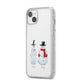 Personalised Two Snowmen iPhone 14 Plus Glitter Tough Case Starlight Angled Image