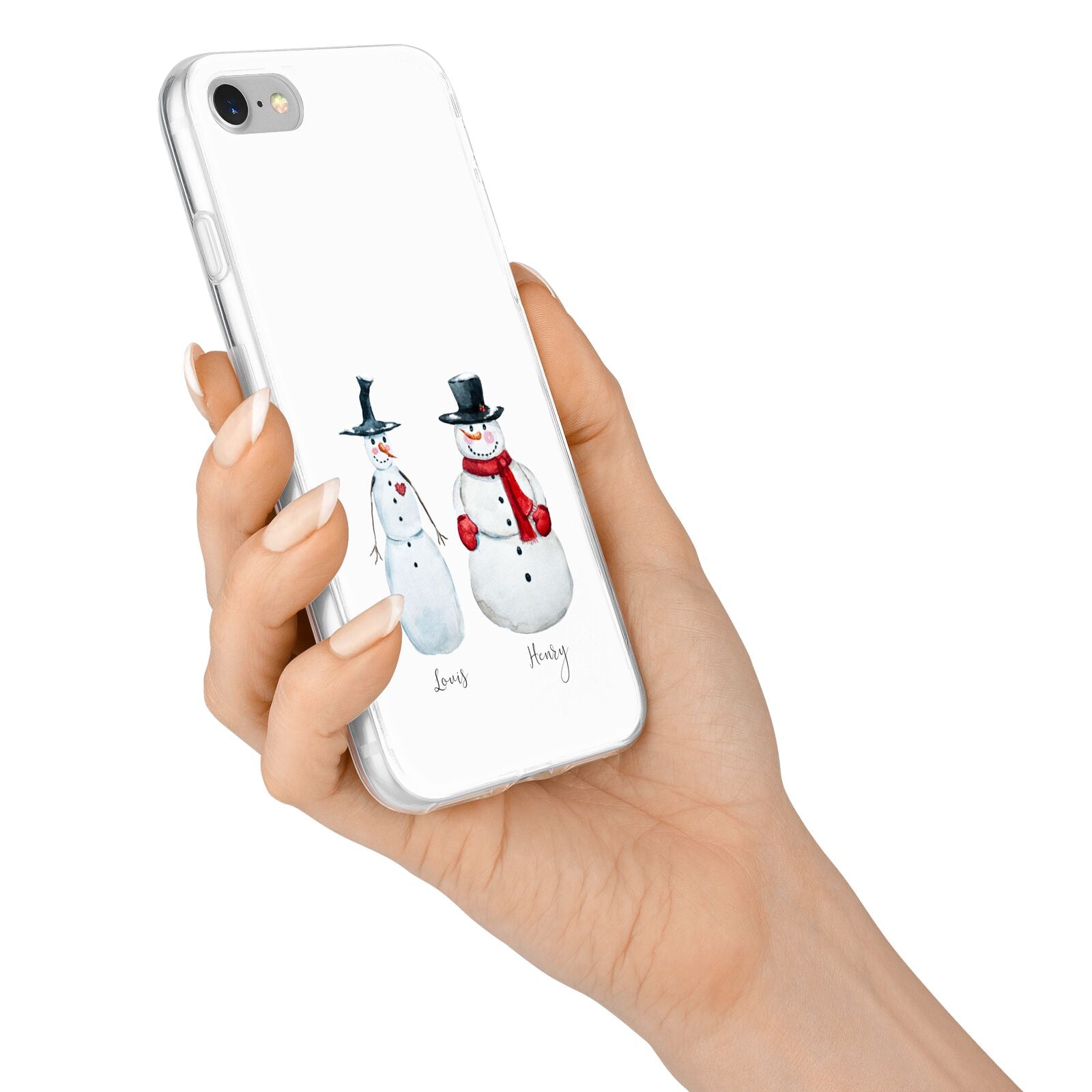 Personalised Two Snowmen iPhone 7 Bumper Case on Silver iPhone Alternative Image