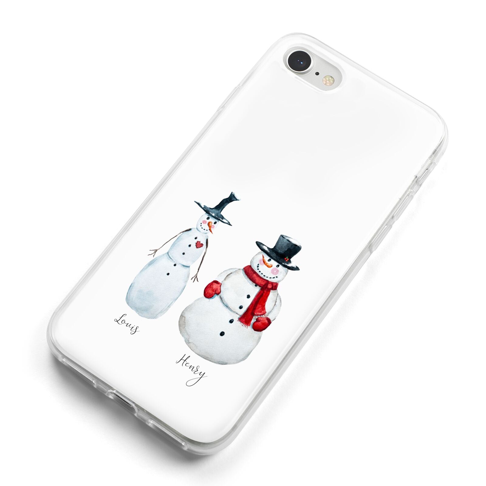 Personalised Two Snowmen iPhone 8 Bumper Case on Silver iPhone Alternative Image