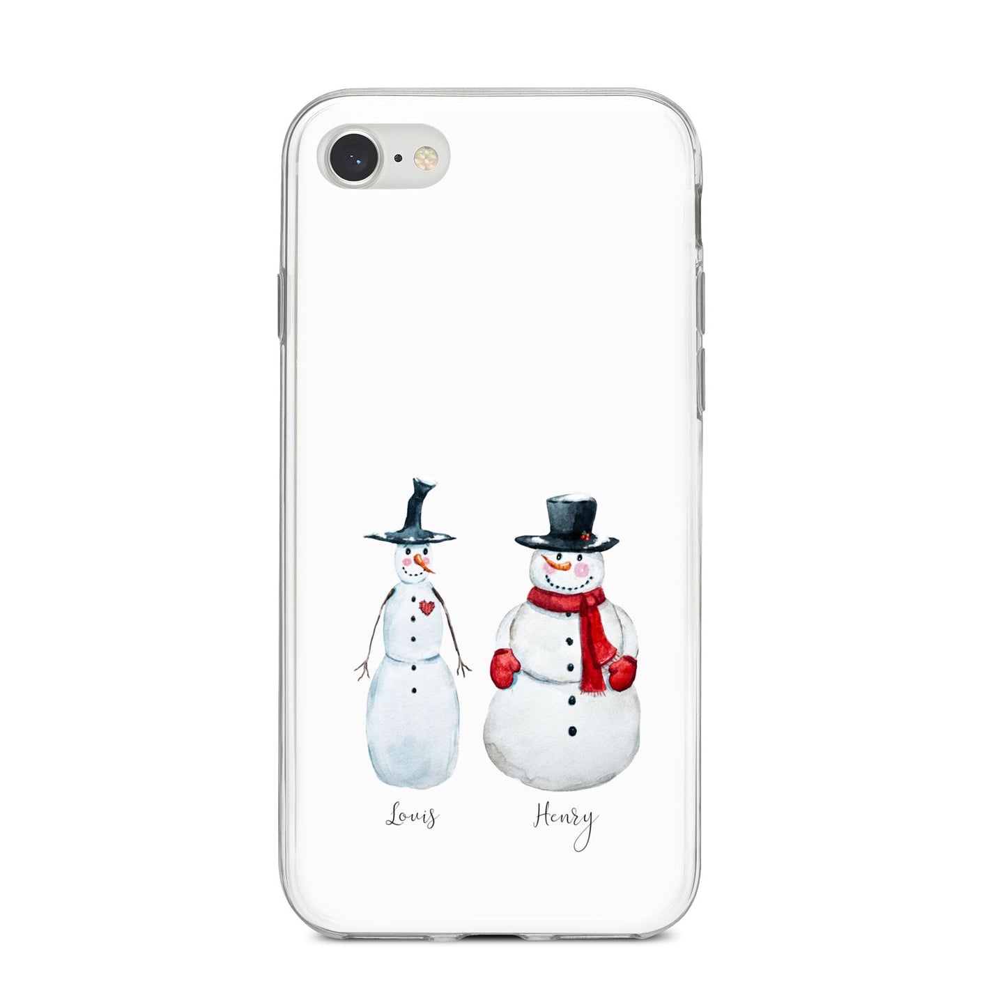 Personalised Two Snowmen iPhone 8 Bumper Case on Silver iPhone