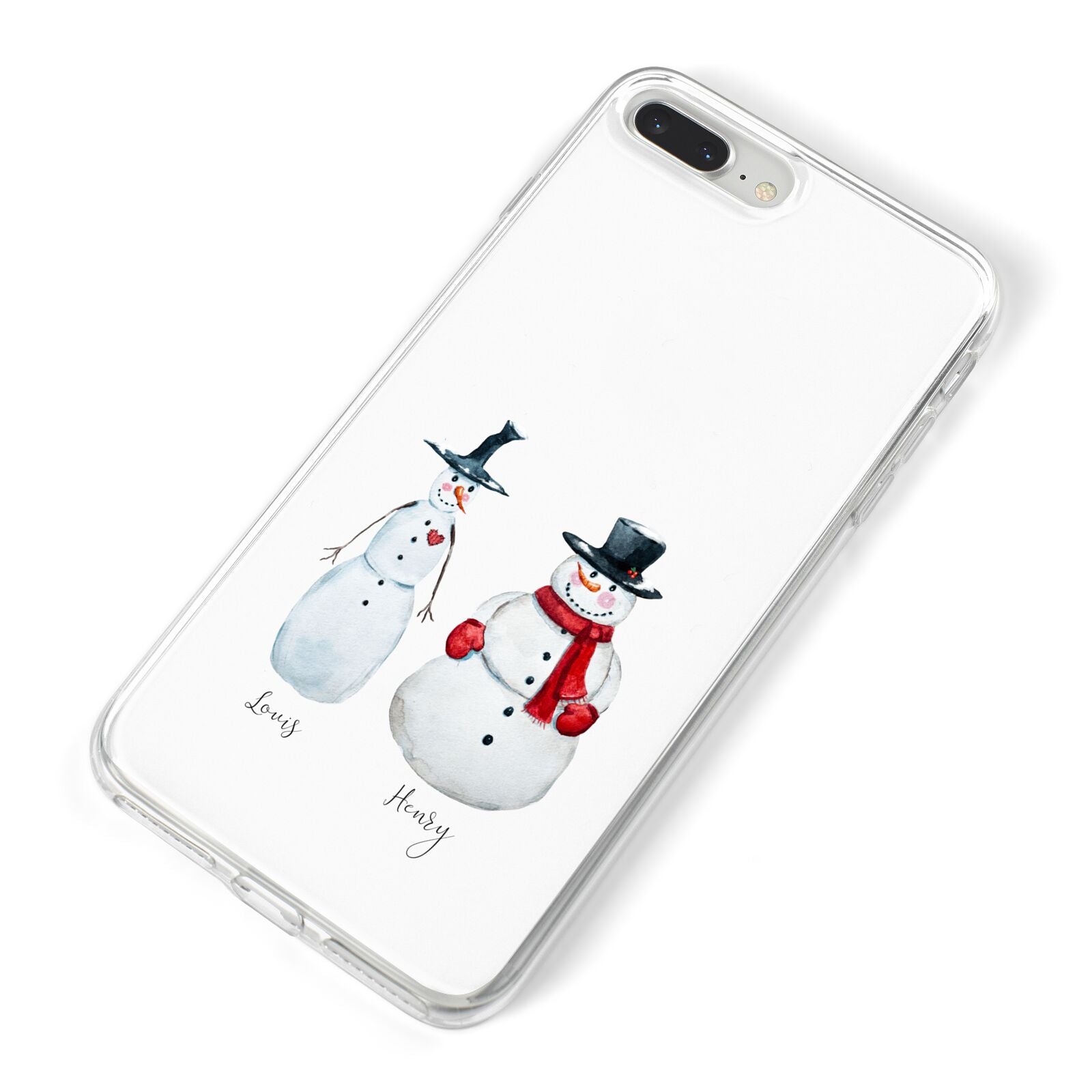 Personalised Two Snowmen iPhone 8 Plus Bumper Case on Silver iPhone Alternative Image