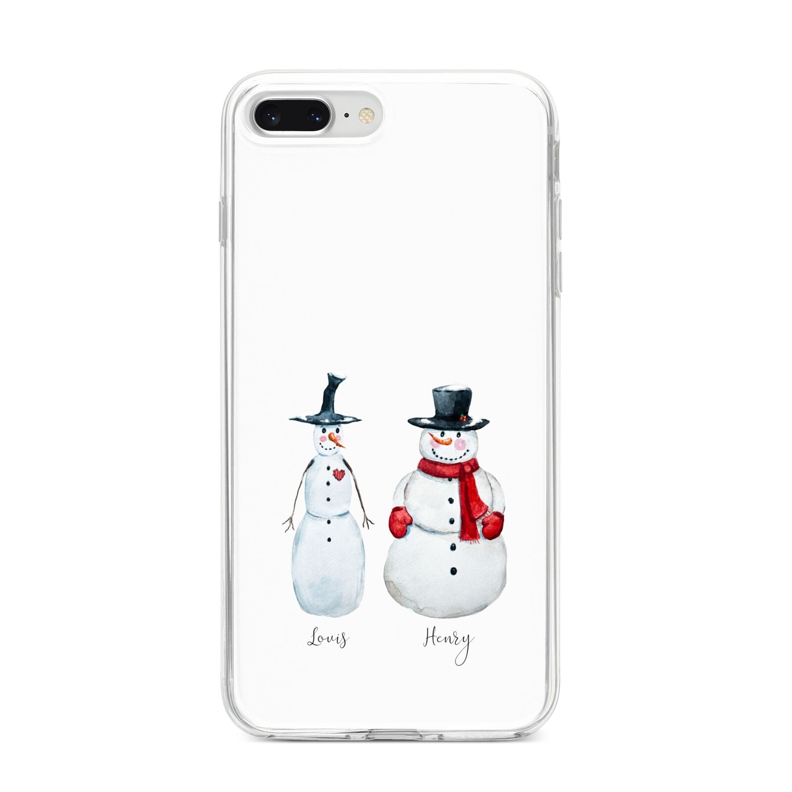Personalised Two Snowmen iPhone 8 Plus Bumper Case on Silver iPhone